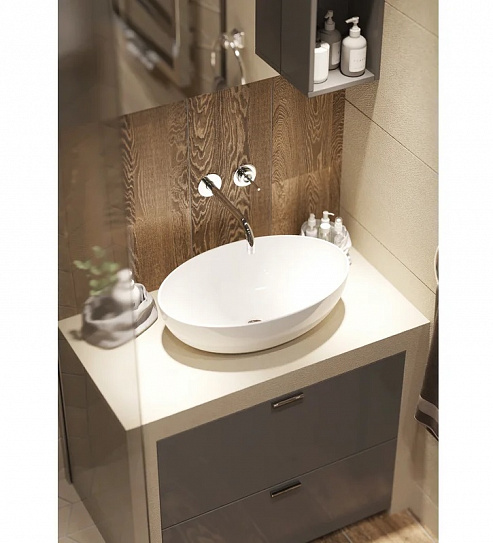 Раковина на столешницу накладная 53 см овальная Sanita Luxe Ringo Slim 53х33