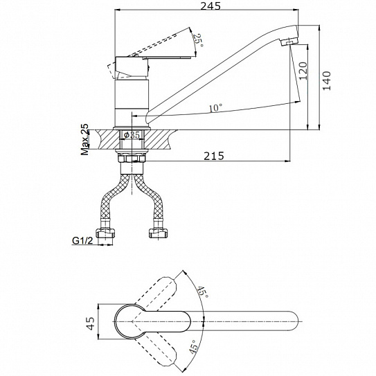 Смеситель для кухни RUSH Tenerife TE2835-26