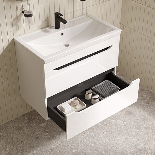 Тумба с умывальником, подвесная, 80 см, белый, Iddis Ray, RAY80W0i95K подходит умыв. 4078000i28