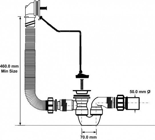 Сифон для ванны с коленом McALPINE MRB1-EX (обвязка)