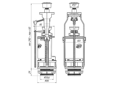 Арматура спускная АНИ пласт кнопка хромированная однореж. WC7010C