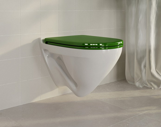 Унитаз подвесной безободковый Sanita Luxe Attika Color Green (сиденье дюропласт, микролифт) ATCSLWH0113