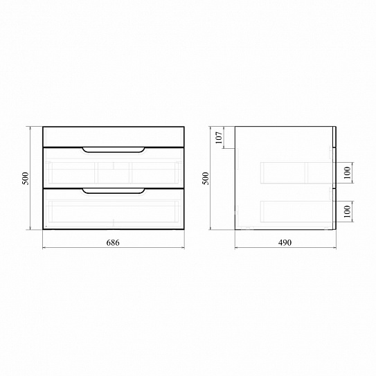 Тумба под раковину подвесная MIRSANT Soho Quadro 70 (раковина Deep-70) (рак 264512 в комплект не входит)
