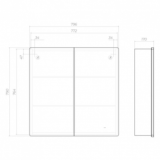 Шкаф навесной VIGO Geometry Comfort 800 с зеркалом
