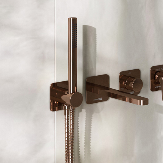 Подключение шланга A290 c настенным держателем для лейки , PVD-покрытие "розовое золото" WasserKRAFT