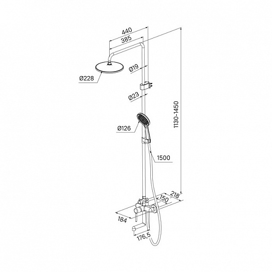 Душевая система с тропическим душем Iddis Aiger AIGSB3Fi06