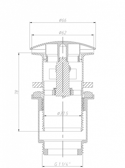 Донный клапан ARROWHEAD 1-1/4" 80мм с переливом 740007