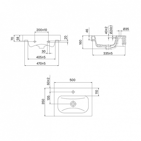 Умывальник 50 см IDDIS Optima Home 3505000i28