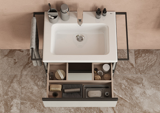 Тумба под раковину Roca Domi 60 2 ящика серый матовый ZRU9307873