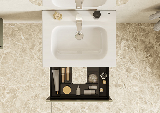 Тумба под раковину Roca Ona Olive 600 оливковый матовый, 2 ящика, ZRU9307859