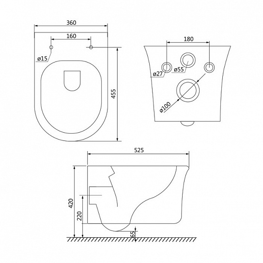 Унитаз подвесной безободковый IDDIS Sena SENRDSEi25