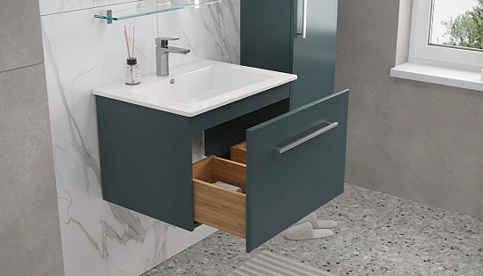 Тумба под раковину Posse 650-0-1 (Оскар) навесная верде Velvex (рак.235257 в комплект не входит)