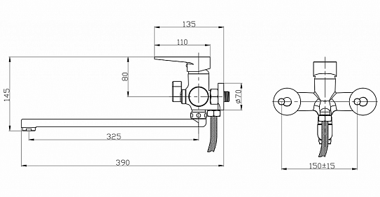 Смеситель для ванной РМС SL77W-006E