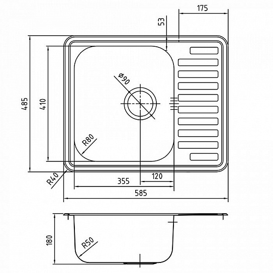 Мойка кухонная Iddis Strit S 585*485 STR58SDi77