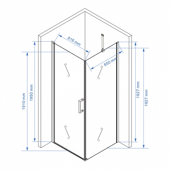 Душевое ограждение 90х90 MONTEREY EX-217 хром прозрачное стекло 8мм