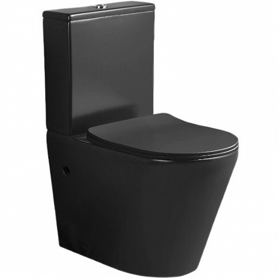 Унитаз компакт Cerutti SELLA MB сиденье с микролифтом, цвет черный матовый 9865
