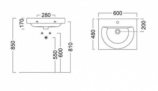 Раковина BUONGIORNO подвесная мебельная, 60см, Kerama Marazzi BG.wb.60