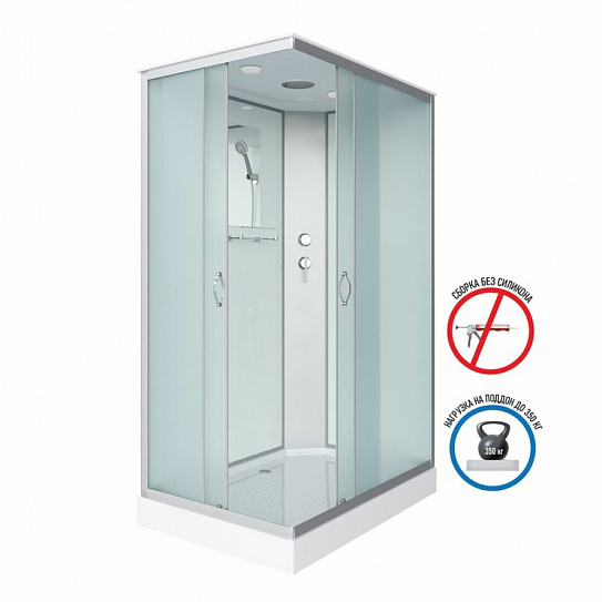 Душевая кабина 100х80х215 Niagara NG-43085-14Q низкий поддон 13см, стекло матовое