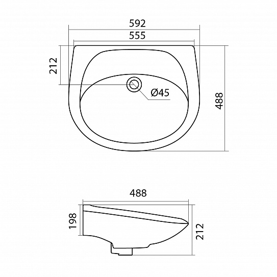 Раковина Santek Бриз 60 без отверстия под смеситель 1WH110463