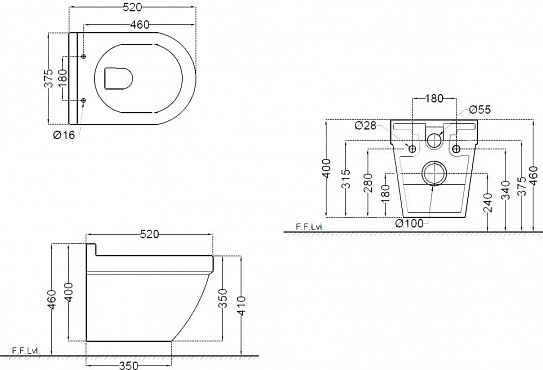 Унитаз подвесной безободковый Jaquar Solo SLS-WHT-6953BIUFSM