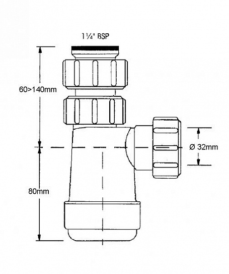 Нижняя часть сифона 1 1/4 MRW2NW 1 1/4х32 	McALPINE