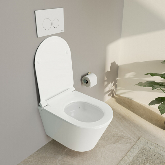 Подвесной безободковый унитаз Vitra Vortex M50  тонкая крышка-сиденье с микролифтом 8302B003-6404