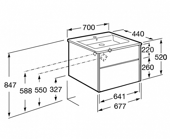 Тумба под раковину Roca Ronda 70 белый глянец/антрацит ZRU9302964