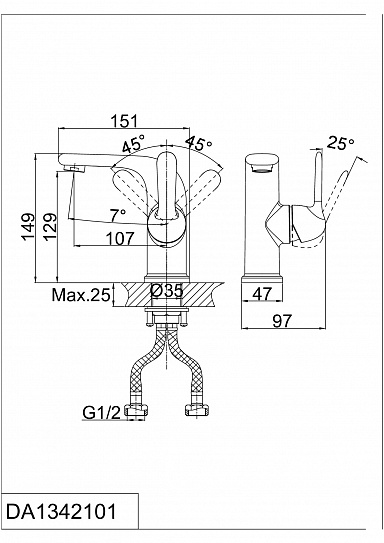 Смеситель для раковины D&K Rhein Ambrosius Da1342101 хром