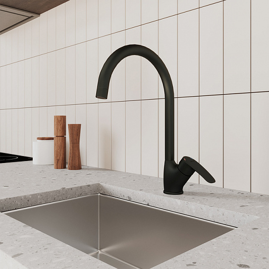 Смеситель для кухни Milardo Rora RORBL0JM05, черный матовый