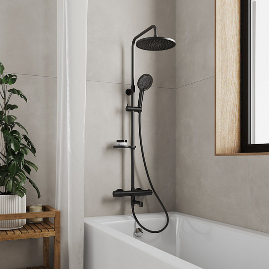 Душевая система с термостатом Milardo Ideal Spa ILSBLTHM06 цвет черный