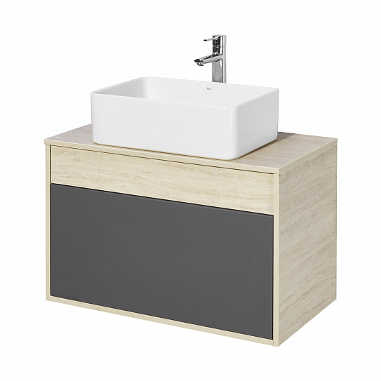 Тумба под накладную раковину Aquaton Лофт Урбан 80 серый графит, дуб орегон 1A247601LQX60