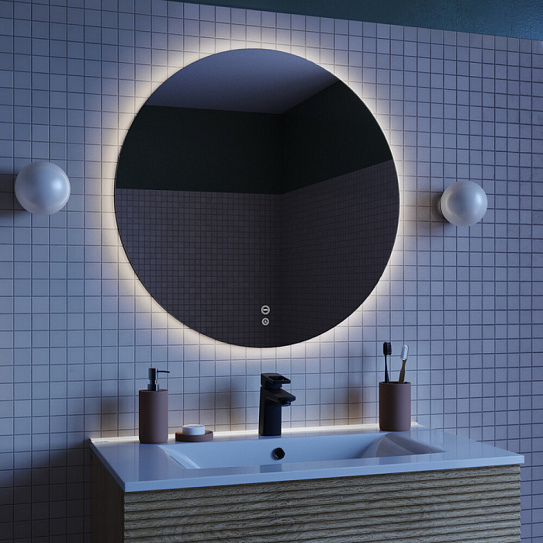 Зеркало в ванную с подсветкой и термообогревом 70 см, IDDIS Bild BIL70T0i98