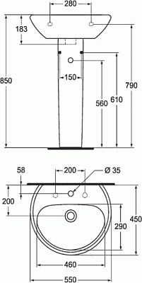 Раковина Vidima Сириус 55 W400061