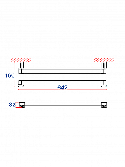 Держатель полотенец двойной 60см VRI Bauta HG800915 латунь