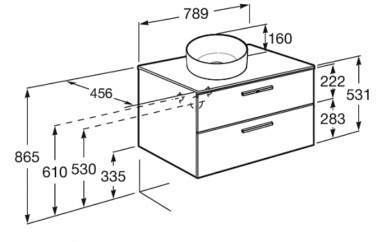 Тумба под раковину Roca Victoria 80 городской дуб 2 ящика A857470402