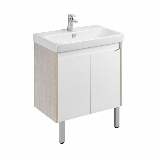 Тумба с раковиной AQUATON Сканди Doors 70 белый глянец/дуб верона 1A278901SDB20