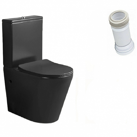 Унитаз компакт Cerutti SELLA MB сиденье с микролифтом, цвет черный матовый 9865