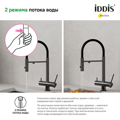Смеситель для кухни с каналом для питьевой воды и гибким изливом Iddis Ace ACEGMFFi05