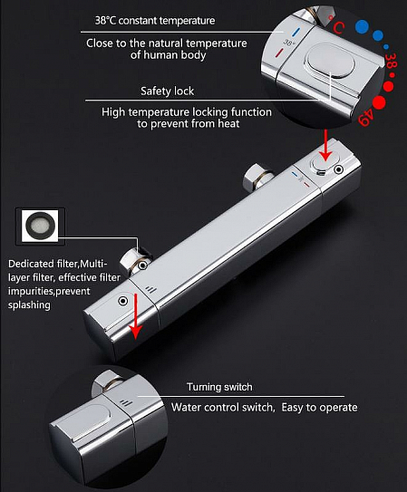 Смеситель для душа с термостатом Gappo G2091