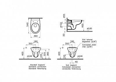 Унитаз напольный безободковый Vitra Integra Square Open-Back с тонким сид микр 9833B003-7205