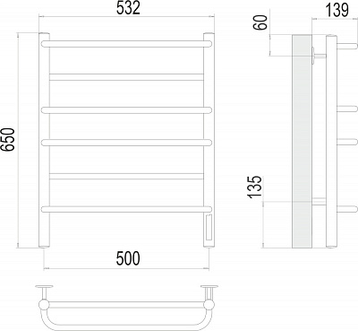 Полотенцесушитель TERMINUS Евромикс П6 500х650 Электро (quick touch)