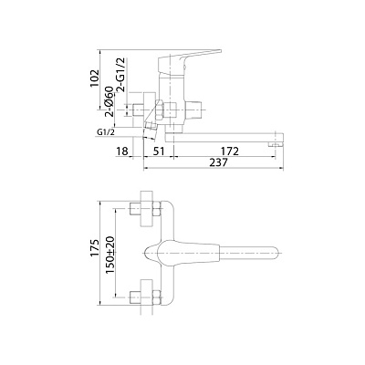 Смеситель для ванны 426924 Helic HELSB02M02