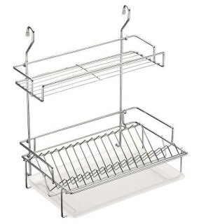 MX-073 Сушка для посуды двухъярусная с пластиковым поддоном хром