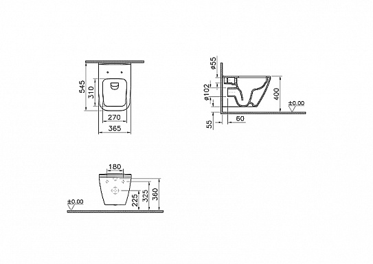 Унитаз подвесной безободковый Vitra Integra Square 7082B003-0075 (без стульчака)