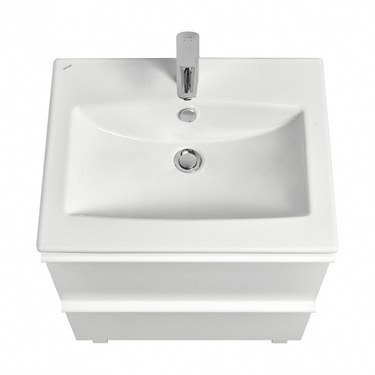 Тумба с раковиной Aquaton Хюгге 60 2 ящика белый матовый, 1A280701HG2B0