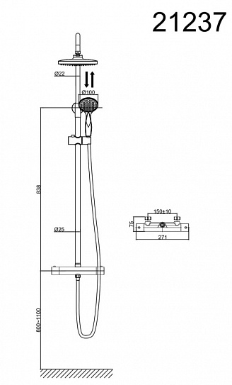 Душевая система с термостатом D&K Bayern Potsdam DA2123701B10 Хром
