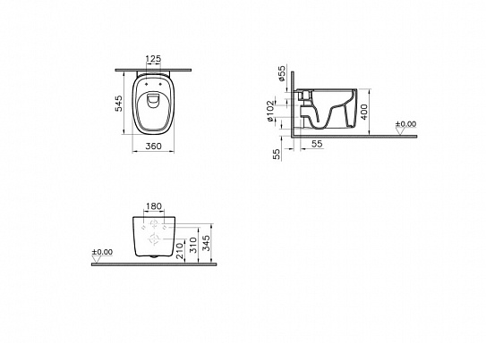 Унитаз подвесной Vitra Plural 7830B401-0075
