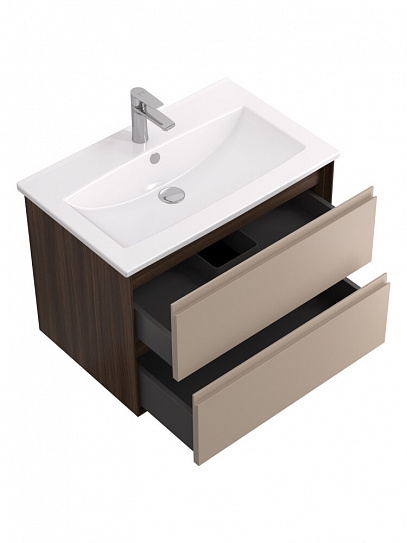 Тумба под раковину Люмин 75 Орех Франклин/Капучино (рак 161073 в комплект не входит) AQUATON 1A294001A5OK0