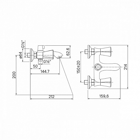 Смеситель для ванны с керамическим дивертором Iddis Bounce BOUSB02i02