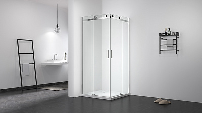 Душевое ограждение 100х100 MONTEREY EX-803 квадрат хром прозрачное стекло 8мм